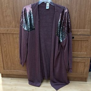 Boutique slouchy cardigan with sequined sleeve detail